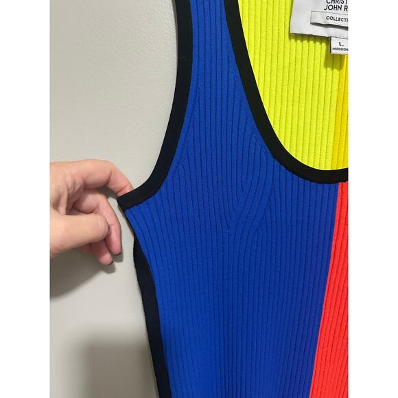Christopher John Rogers Color Block Ribbed Tank Top Size Large - Picture 3 of 8